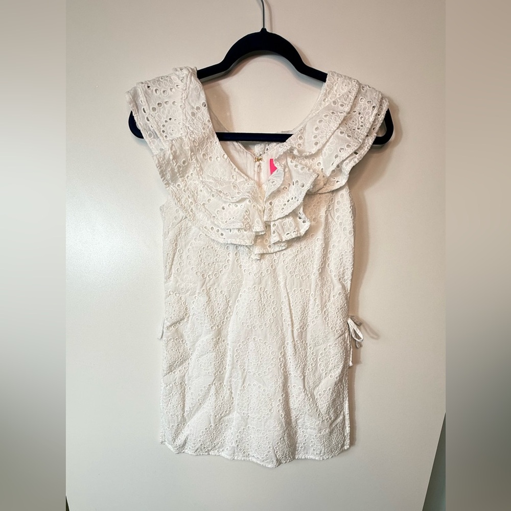 #552 Lilly Pulitzer Emiline White Eyelet Romper size 00 - Picture 2 of 11